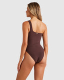 BILLABONG Terry Rib One Shoulder One Piece - CHOC CHERRY