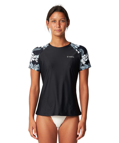 O'NEILL Salina Short Sleeve Surf Tee Rash Vest - WILD ORCHID MIDNIGHT