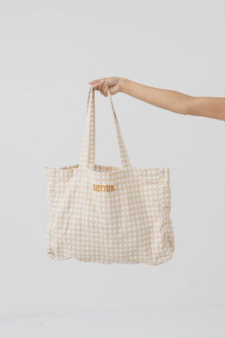 RHYTHM Lola Check Tote Bag - CLAY