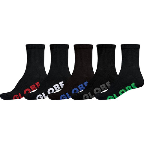 GLOBE - Stealth Crew Socks 5-Pack - BLACK 7-11