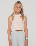 RUSTY Girls Camila Stripe Muscle Tank - PEACH