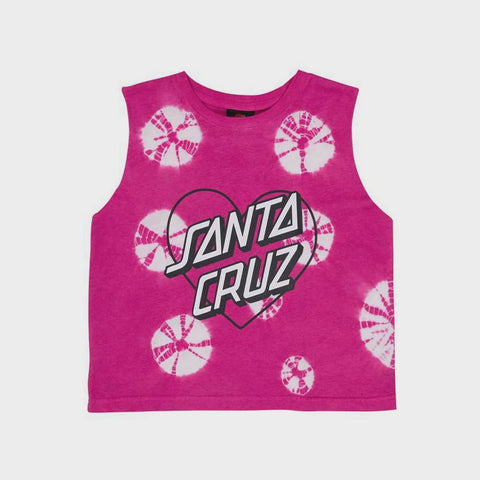 Santa Cruz - Girls Heart Dot Crop Muscle Tee - ORCHID TIE DYE